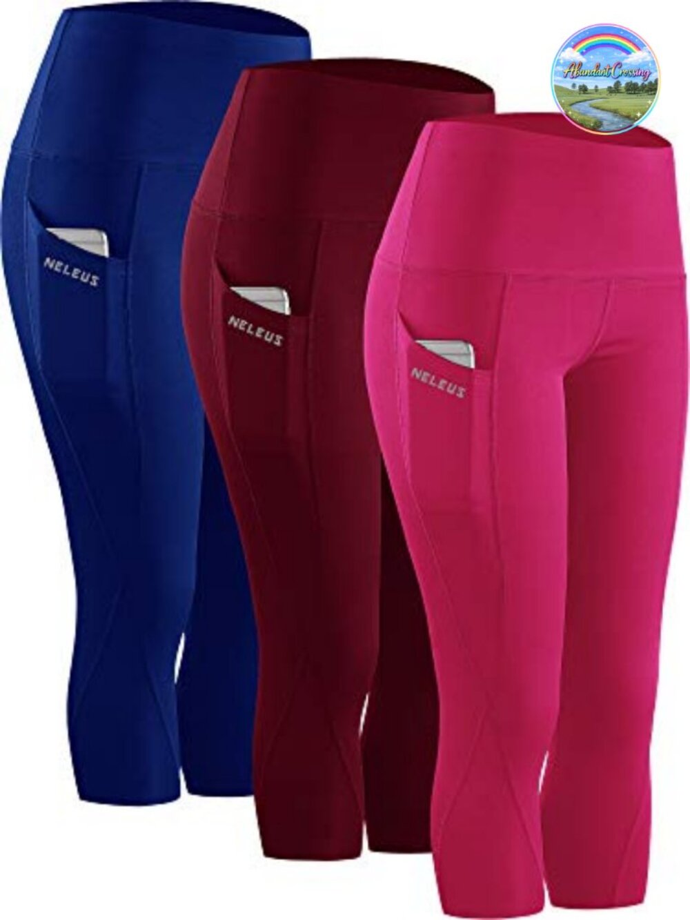 High Waist Tummy Control Capri Running Leggings with Pocket Yoga Pants